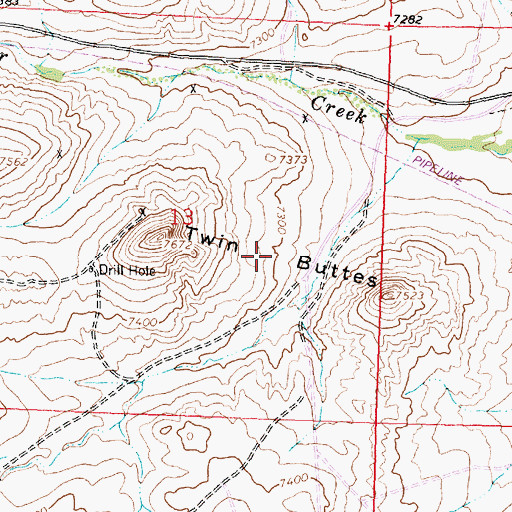 Topographic Map of Twin Buttes, WY