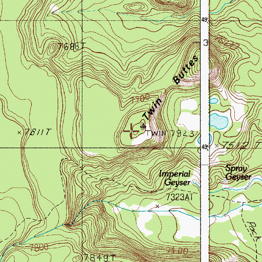 Topographic Map of Twin Buttes, WY