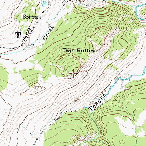 Topographic Map of Twin Buttes, WY