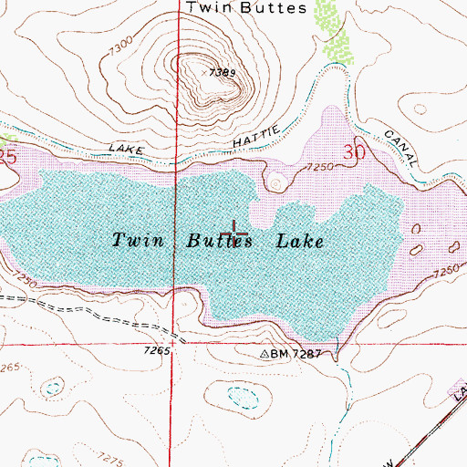 Topographic Map of Twin Buttes Lake, WY