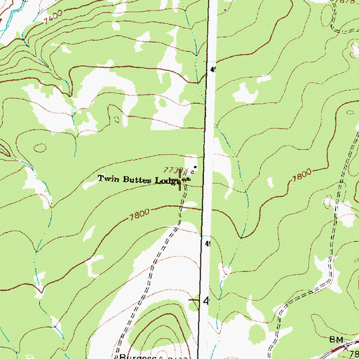 Topographic Map of Twin Buttes Lodge, WY