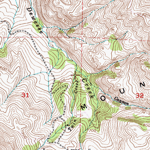 Topographic Map of Twin Creek, WY