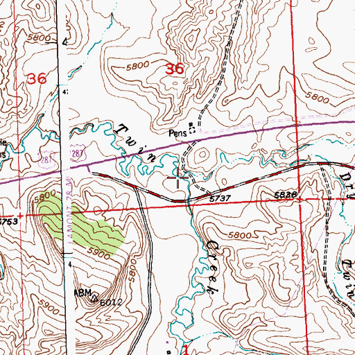 Topographic Map of Dry Twin Creek, WY
