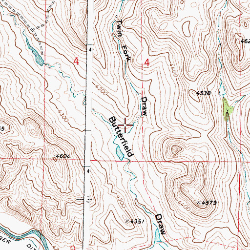 Topographic Map of Twin Fork Draw, WY