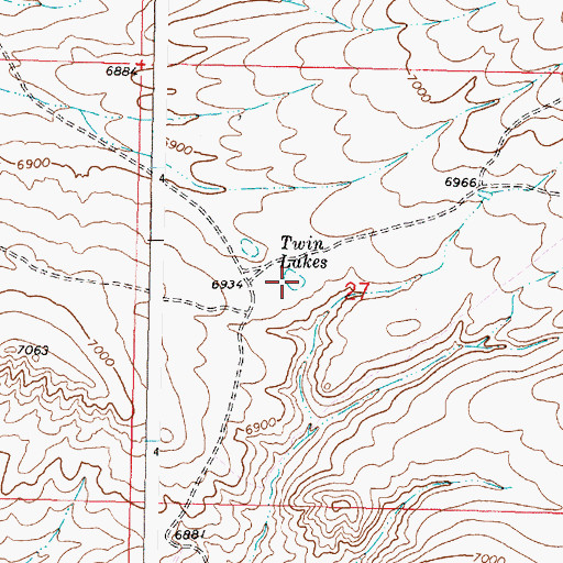 Topographic Map of Twin Lakes, WY