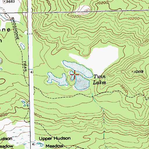 Topographic Map of Twin Lakes, WY