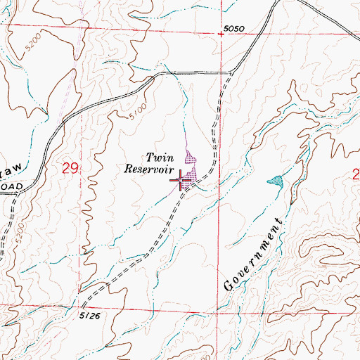 Topographic Map of Twin Reservoir, WY