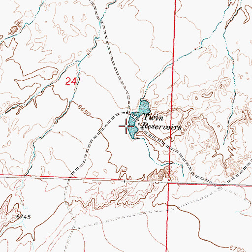 Topographic Map of Twin Reservoirs, WY