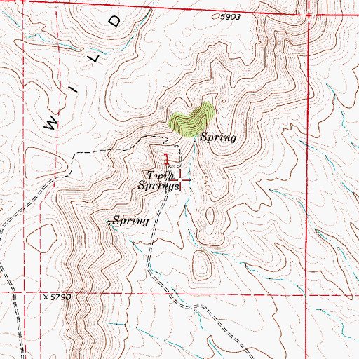 Topographic Map of Twin Springs, WY