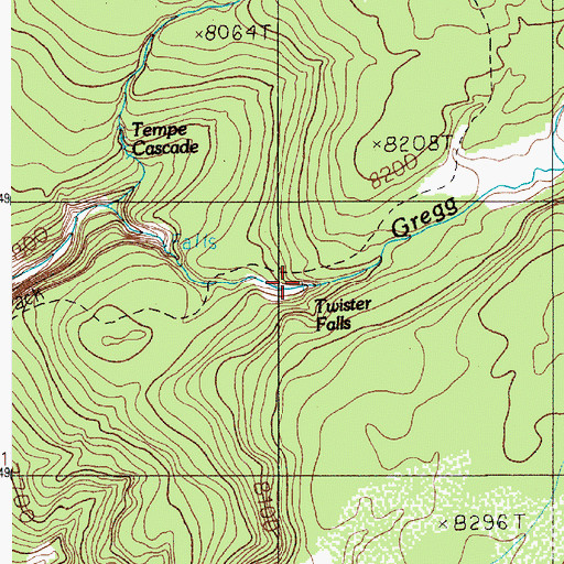 Topographic Map of Twister Falls, WY
