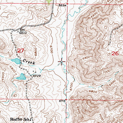 Topographic Map of Two Bar Creek, WY