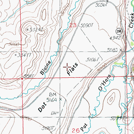 Topographic Map of Two Dot Flats, WY