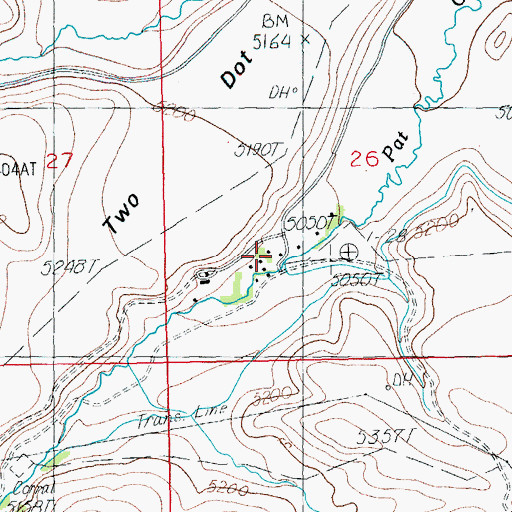 Topographic Map of Two Dot Ranch, WY