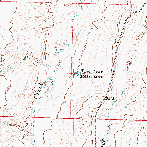 Topographic Map of Two Tree Reservoir, WY