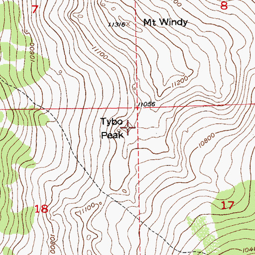 Topographic Map of Tybo Peak, WY