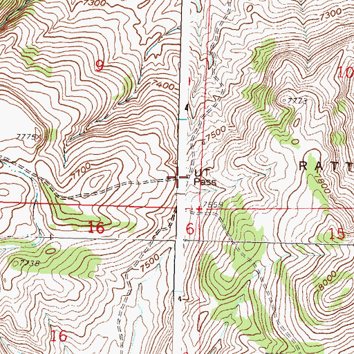 Topographic Map of U T Pass, WY