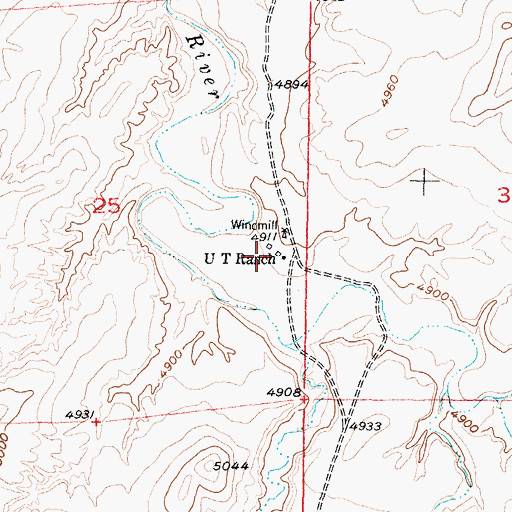 Topographic Map of U T Ranch, WY