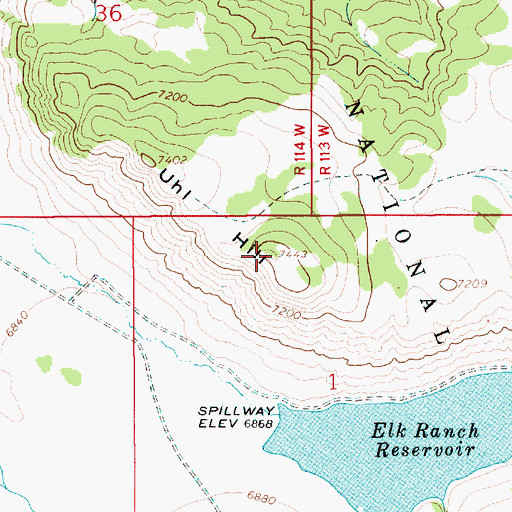 Topographic Map of Uhl Hill, WY