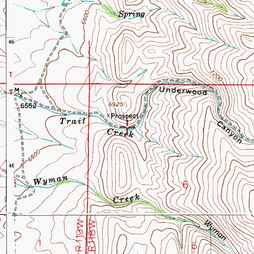 Topographic Map of Underwood Canyon, WY