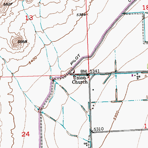 Topographic Map of Union Church, WY