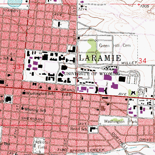 Topographic Map of University of Wyoming, WY