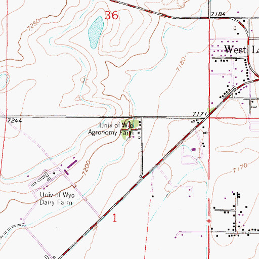 Topographic Map of University of Wyoming Agronomy Farm, WY