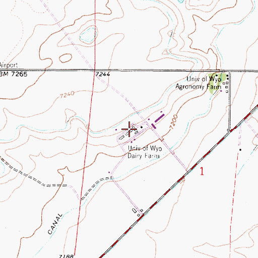 Topographic Map of University of Wyoming Dairy Farm, WY