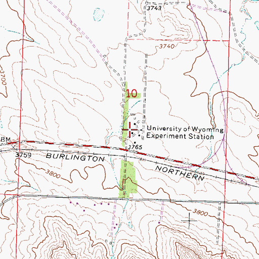 Topographic Map of University of Wyoming Experiment Station, WY