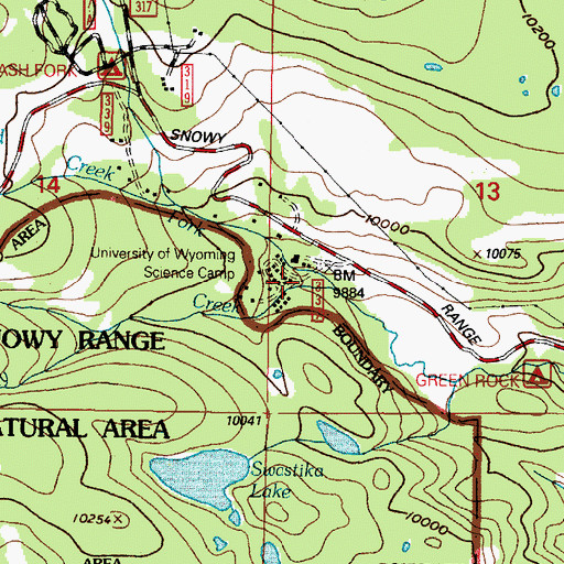 Topographic Map of University of Wyoming Science Camp, WY