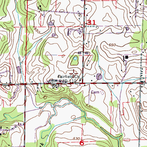 Topographic Map of Fairfield Church of Christ, AL