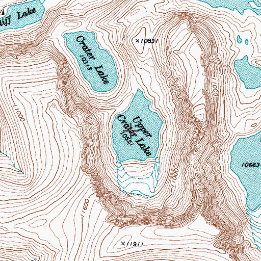 Topographic Map of Upper Crater Lake, WY