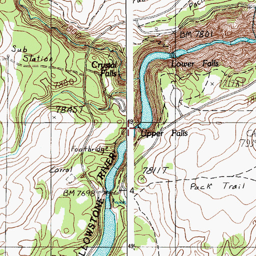 Topographic Map of Upper Falls of the Yellowstone River, WY