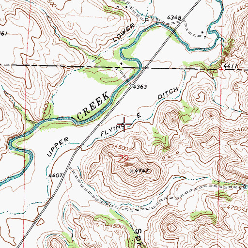 Topographic Map of Upper Flying E Ditch, WY