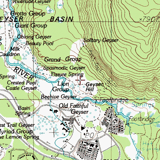 Topographic Map of Upper Geyser Basin, WY