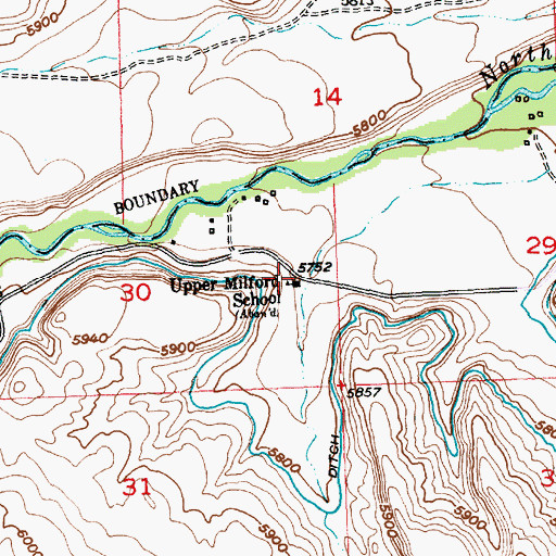 Topographic Map of Upper Milford School, WY