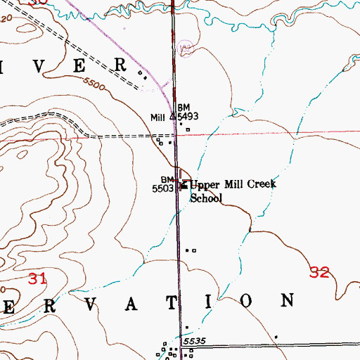Topographic Map of Upper Mill Creek School, WY