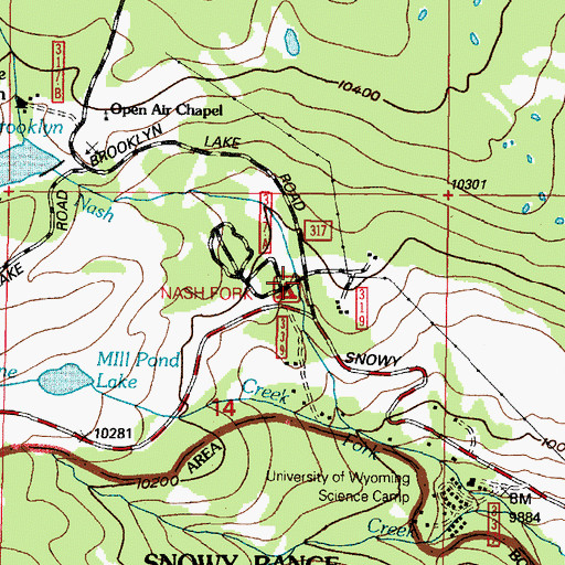 Topographic Map of Upper Nash Fork Campground, WY