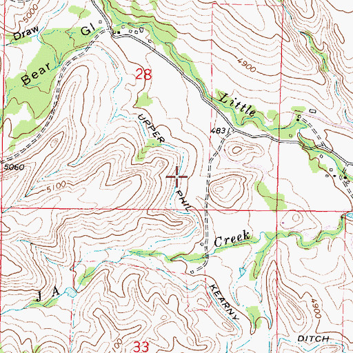 Topographic Map of Upper Phil Kearny Ditch, WY