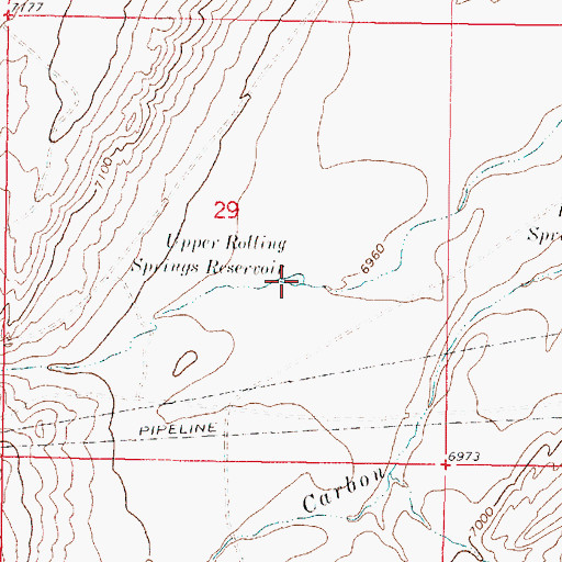 Topographic Map of Upper Rolling Springs Reservoir, WY