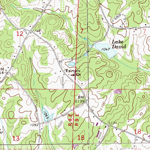 Topographic Map of Fairview Church, AL