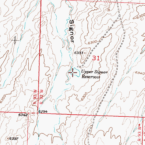 Topographic Map of Upper Signor Reservoir, WY