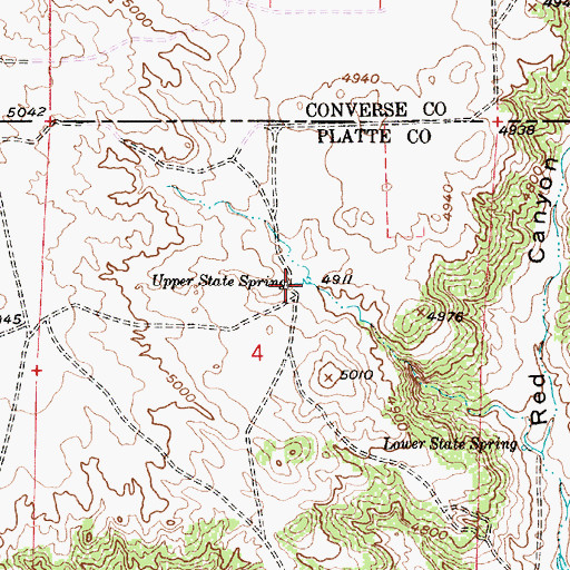 Topographic Map of Upper State Spring, WY