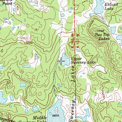 Topographic Map of Upper Sweeney Lake, WY