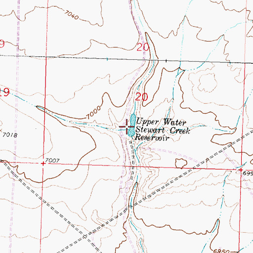 Topographic Map of Upper Water Stewart Creek Reservoir, WY