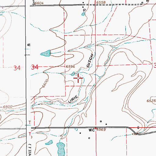 Topographic Map of Urie Ditch, WY
