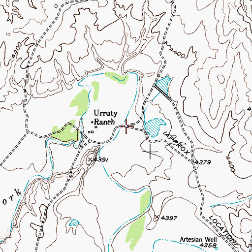 Topographic Map of Urruty Ranch, WY