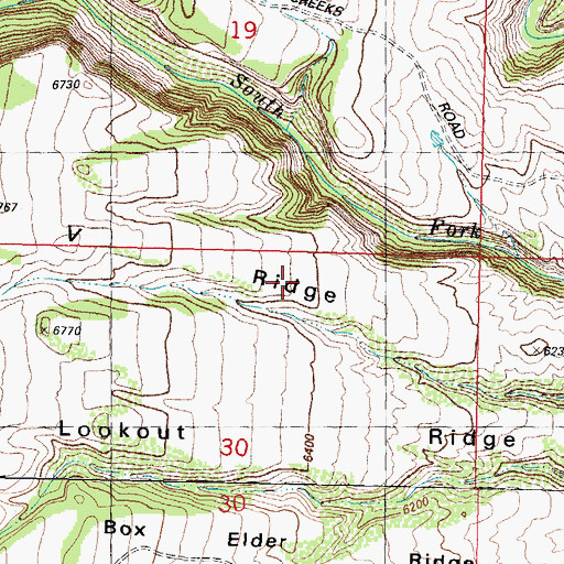 Topographic Map of V Ridge, WY