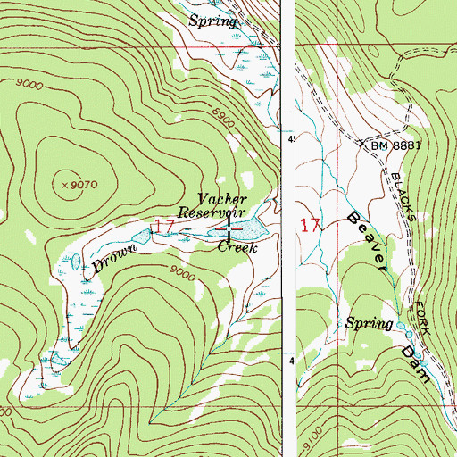 Topographic Map of Vacher Reservoir, WY