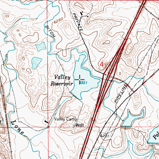 Topographic Map of Valley Reservoir, WY
