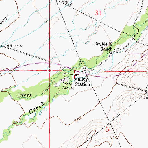 Topographic Map of Valley Station, WY